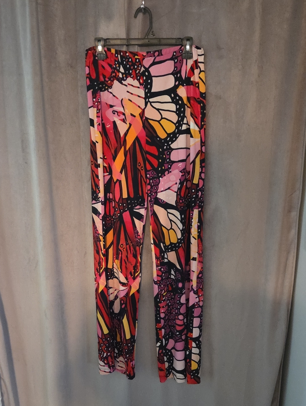 Joseph Ribkoff Pink & Orange Butterfly-Print Wide-Leg Pants